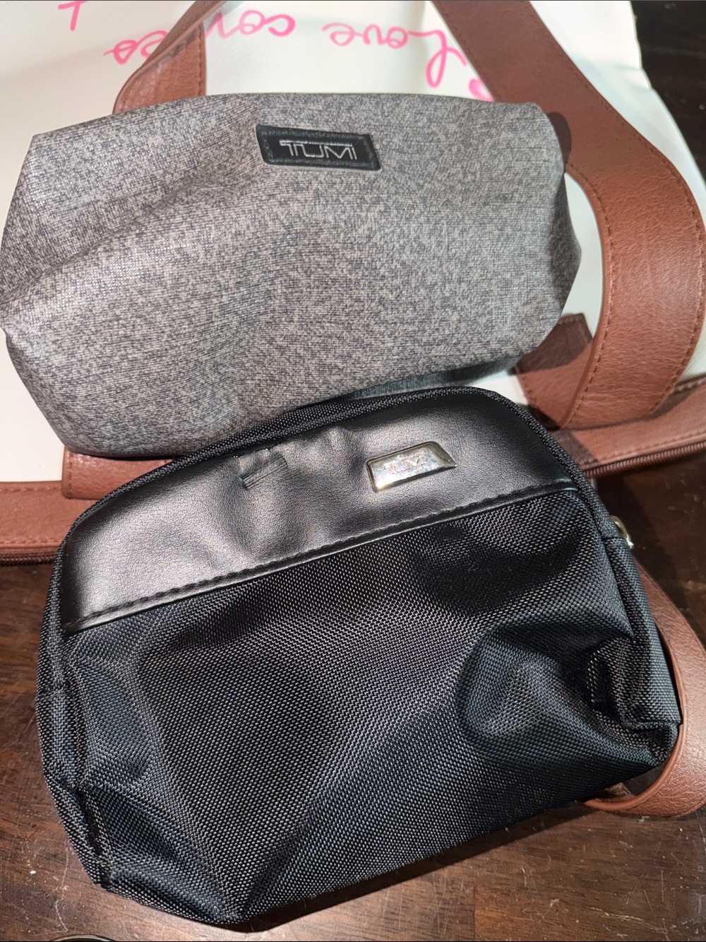 TUMI 2 ~Men’s Black and Gray Crossbody Pouch Compact Carry-all First Class Gift